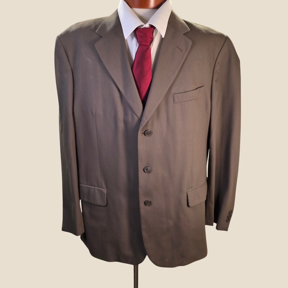 Jos. A. Bank Suit 46R Men 40x29 Brown 3 Button Wool Blazer Trousers Professional